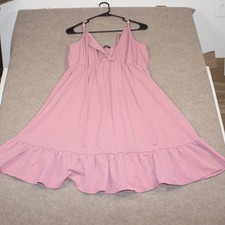 SHEIN Pink Sleeveless Empire Waist Ruffle Hem Mini Dress XL US 12