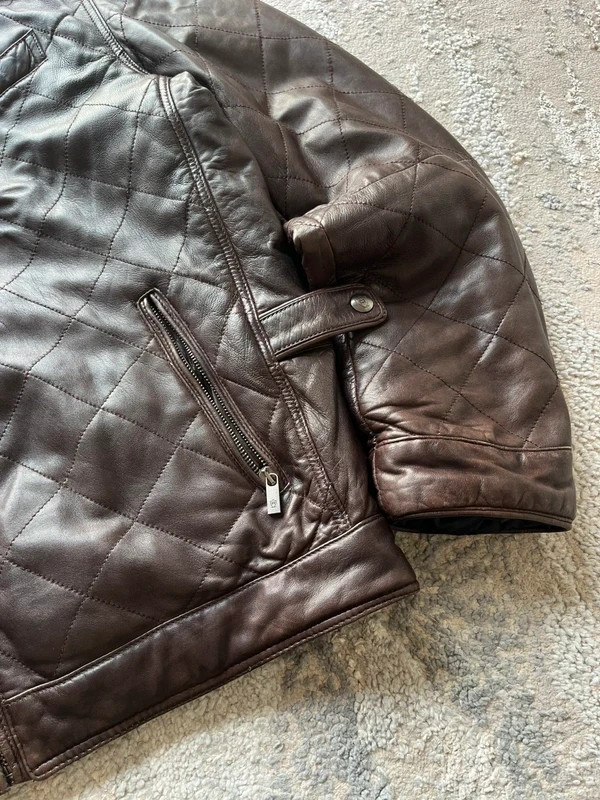 Vintage Massimo Dutti Harrington Men’s Brown Leather Zip Up Reversible Jacket image 5