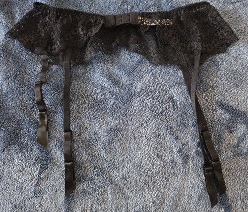 Suzanne Vega Garter Belt Women's M Black Lace Lingerie Waist Suspender
