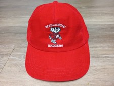 Wisconsin Badgers vtg Corduroy Hat 80s snapback Red Bucky made in USA college
