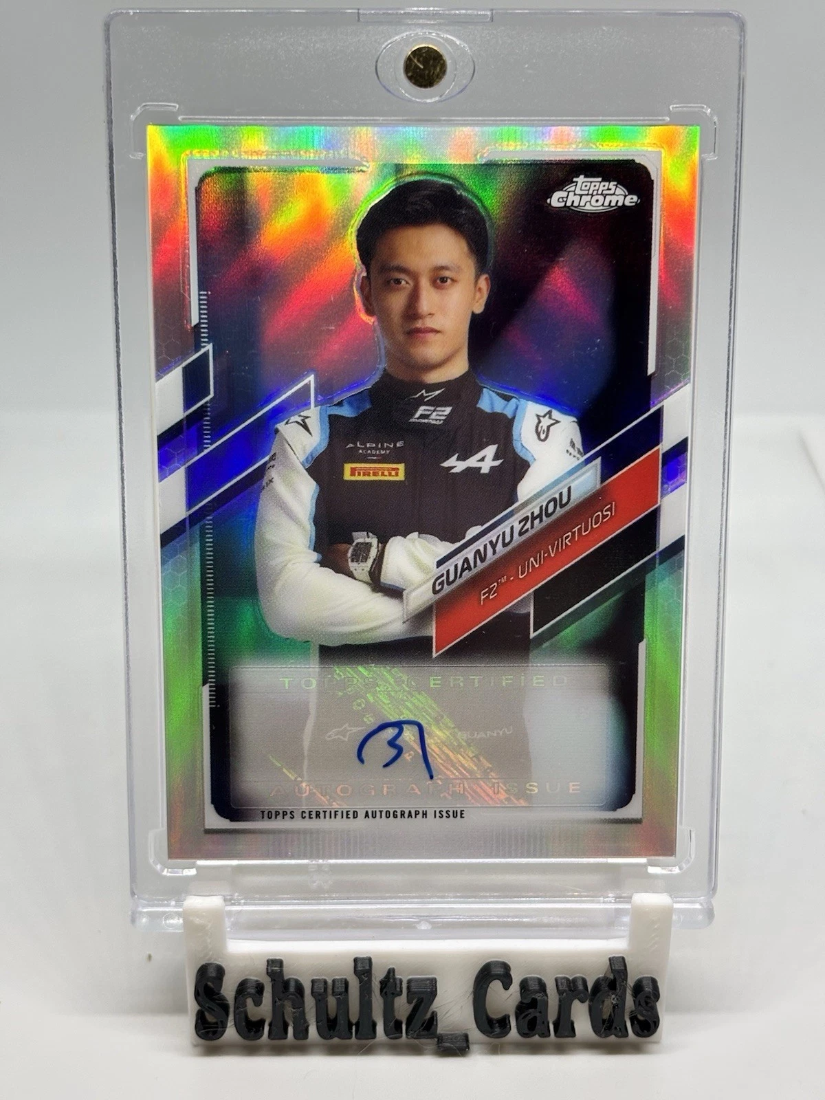 2021 Topps Chrome Formula 1 F1 Zhou Guanyu Refractor Encased AUTO /400 MINT