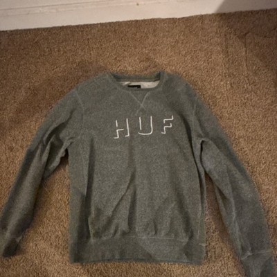 HUF Gray Fleece Cotton Blend Crew Neck Pullover Logo Sweatshirt Men's M