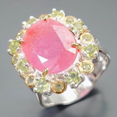 Handgefertigter 6 Karat Rubin Ring 925 Sterling Silber Größe 7,5 /R405762