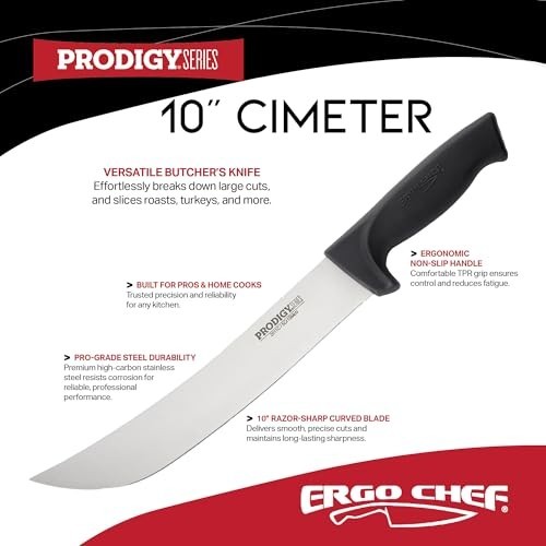 10" Cimeter Breaking Knife - High Carbon Stainless Steel Curved Blade, Ergonomic
