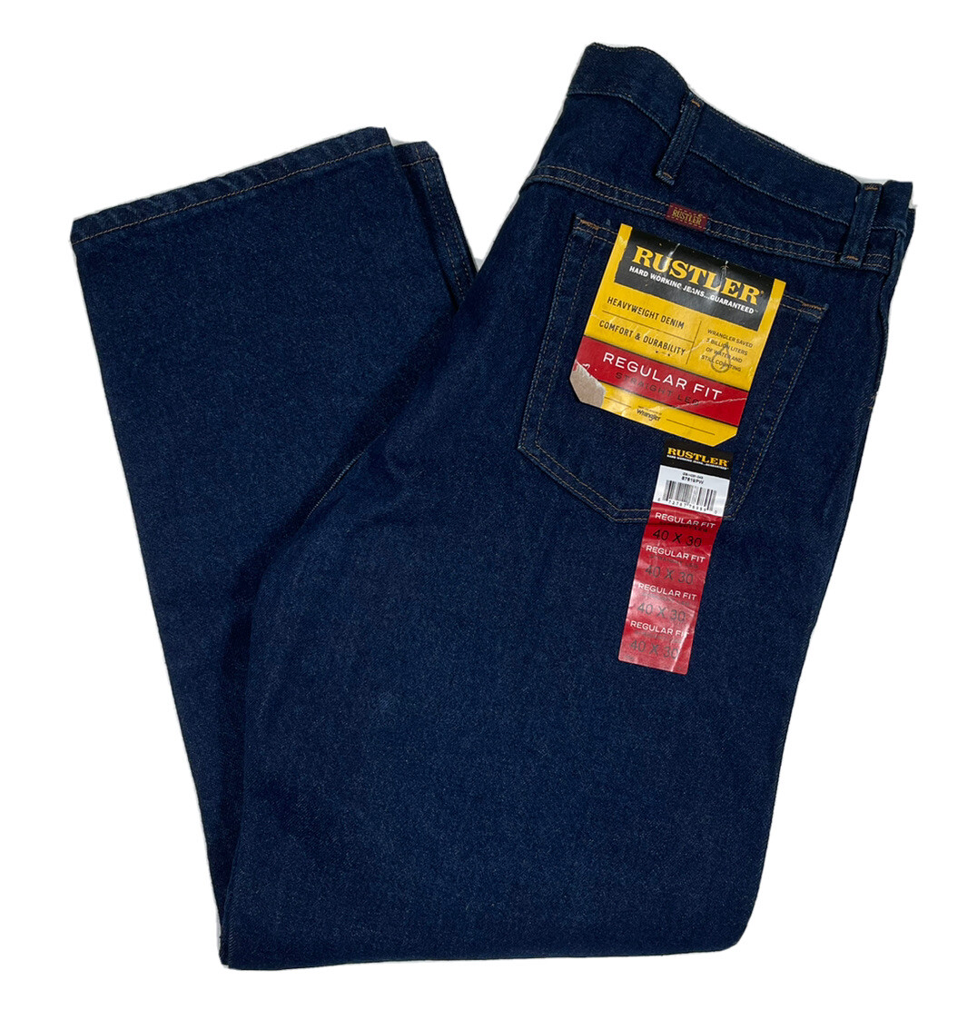 NWT Wrangler Rustler Classic Mens 40X30 Regular Fit Straight Leg Denim Jeans