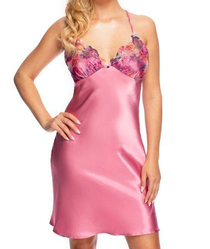 Conjunto de Camisón y Vestido Irall Shelby Rosa Satinado Talla Mediana Encaje Floral - Imagen 3 de 4