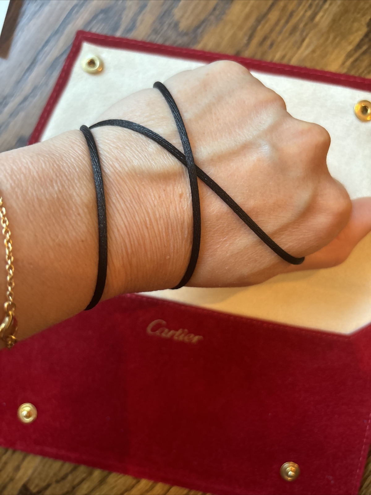Authentic Cartier Black Silk Cord Rope Replacement Love Trinity Bracelet 51cm