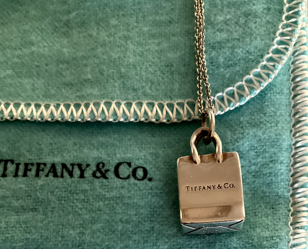 Tiffany & Co Silver Shopping Bag Charm Necklace Pendant Charm Chain