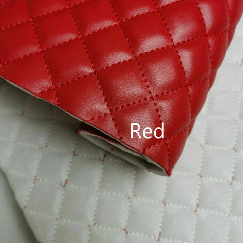 1 Yard Quilted PU Leather Car Upholstery Fabric Diamond Square Sewing Material - Picture 11 of 30
