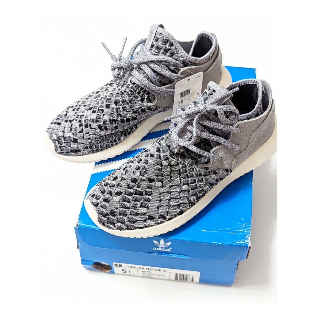 ADIDAS TUBULAR ENTRAP GRAY 3D KNIT LACE UP SNEAKERS WOMEN display picture 1