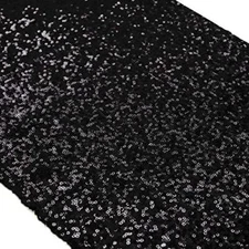 Black Table Runner - 12" x 108" Sequin Glitter Fall & Halloween Party Runner