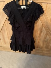 Love Shack Fancy Tiered Ruffle Dress Black M