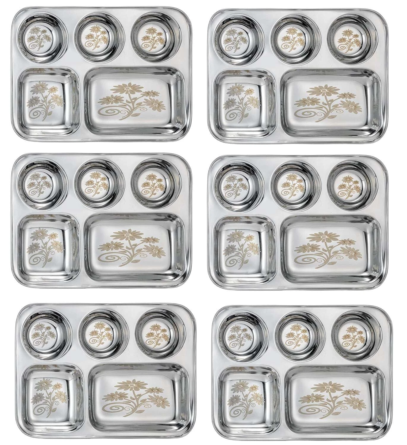 5 in1 Round Extra Deep Compartment Divided Plate, Thali, Bhojan Thali, Mess Tray
