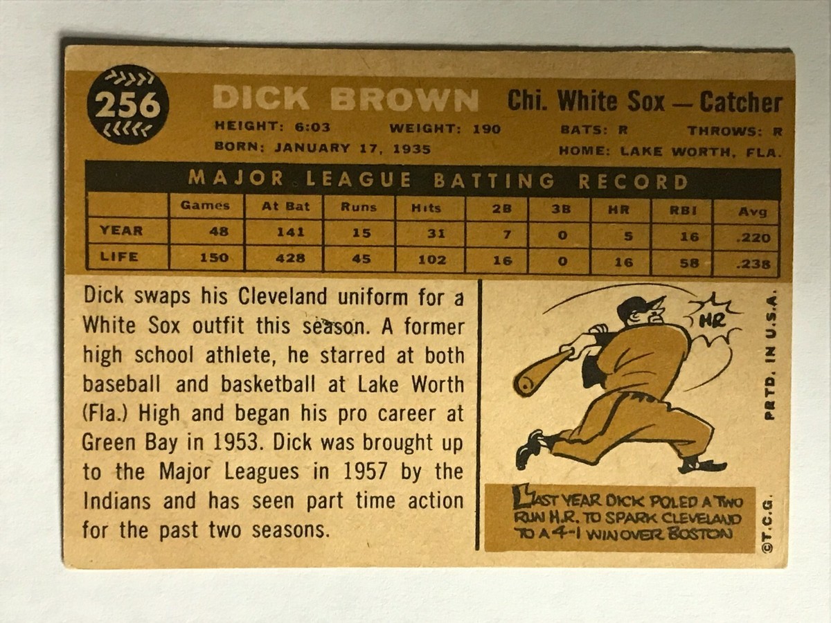 1960 Topps Set Break #256 Dick Brown EX-EXMINT GOOD CENTERING