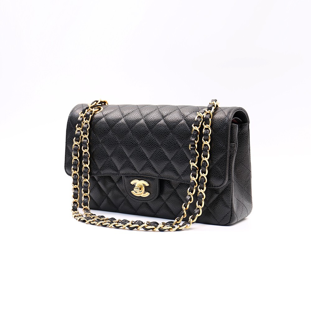 【ヴィンテージ】Rank:S☆Chanel Bronze Medium Series12 バック Chanel Medium Classic Handbag Grained Calfskin & Gold-Tone