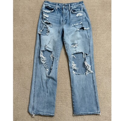 Flying Monkey Distressed Ripped Jeans Ultra High Rise Straight Leg Size 26