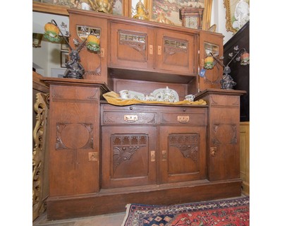 Antiker Jugendstil Schrank Massiv Eiche Geschirrschrank Wohnfertig