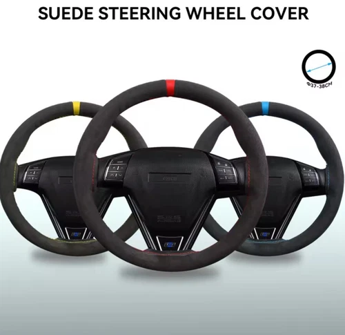For VW TRANSPORTER T5 T6 SUEDE ALCANTARA STEERING WHEEL COVER SPORT STRIPE