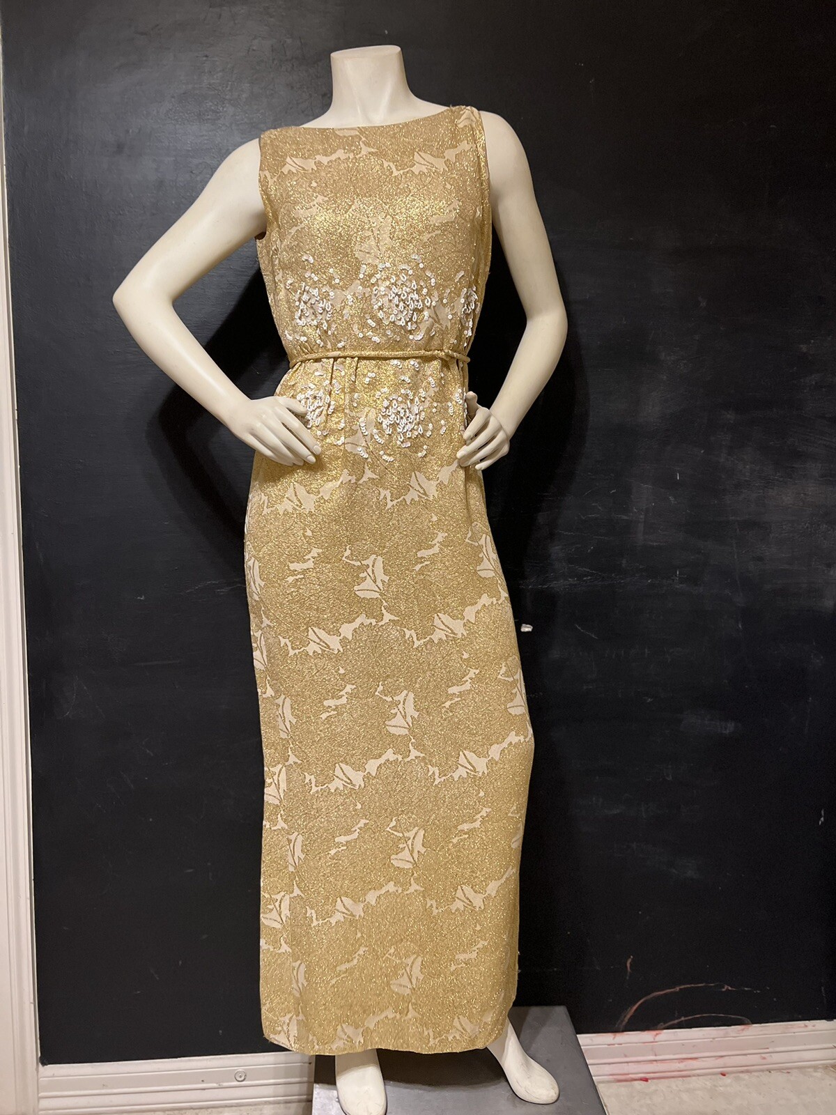 1950s Vtg Neiman Marcus Gold Silk Metallic Evenin… - image 15