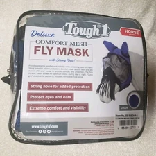 Tough 1 Deluxe Comfort Mesh Fly Mask w/Nose String Horse Size 85-9982