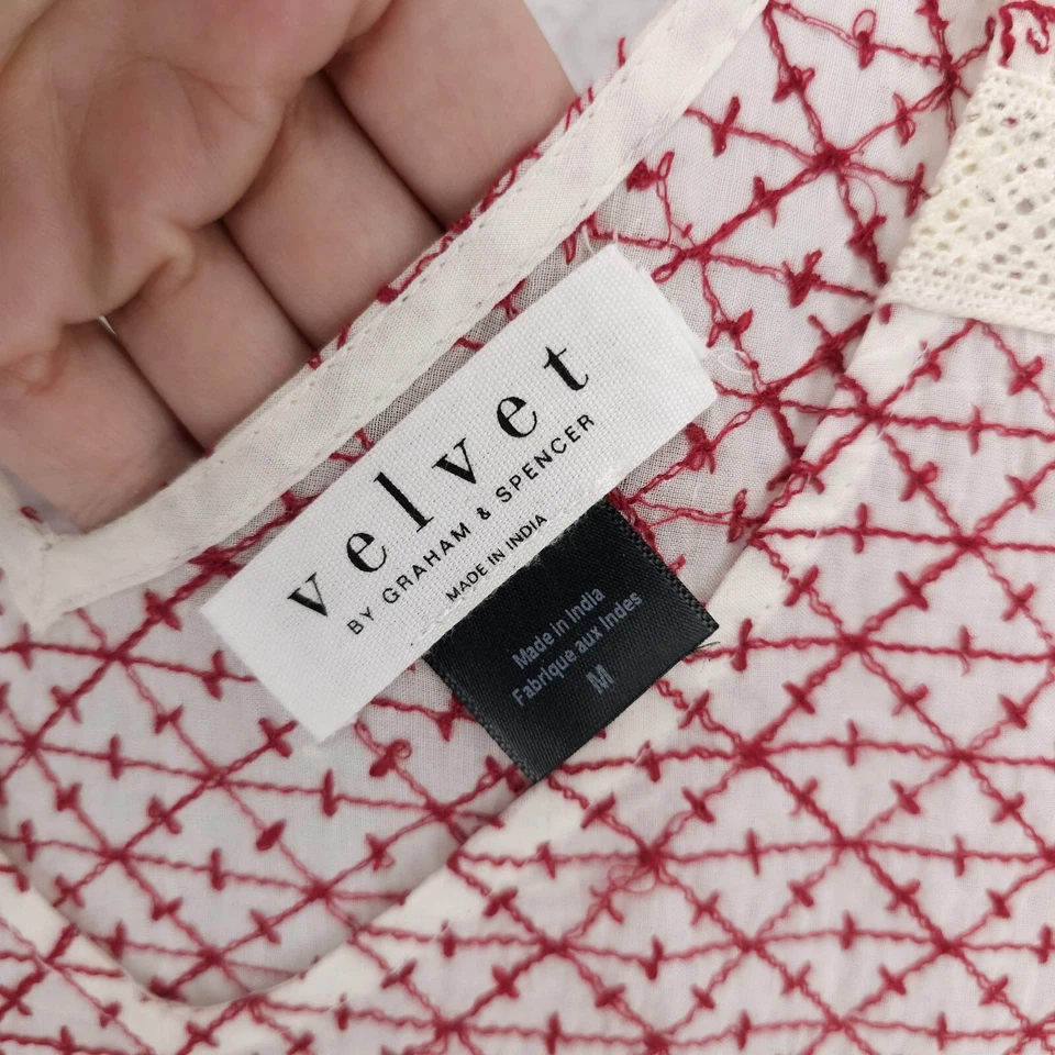 Camiseta sin mangas bordada de terciopelo Graham & Spencer con encaje MEDIANA Foto 4 de 4