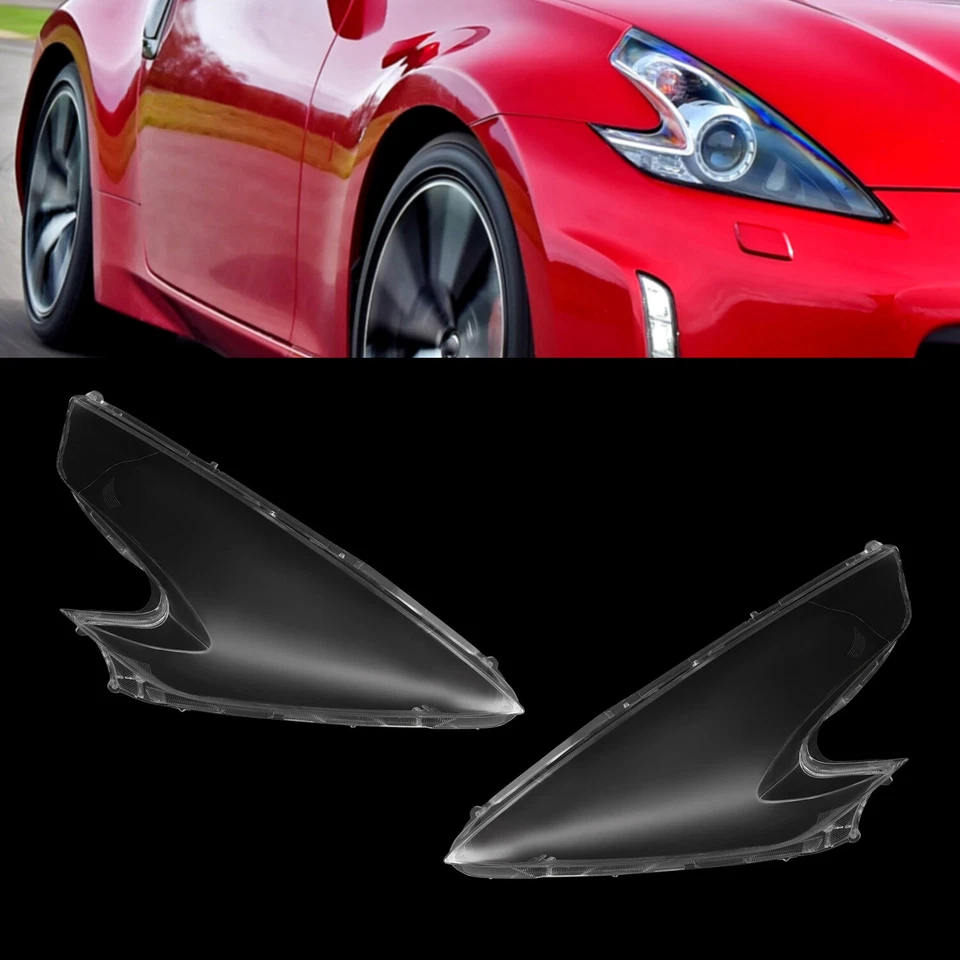 Par de cubiertas de lente de faros delanteros transparentes izquierda + derecha para Nissan 370Z 2009-2021 Foto 2 de 4