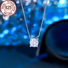 Adjustable CZ 925 Sterling Silver Chain Link Round Pendant Necklace for Women