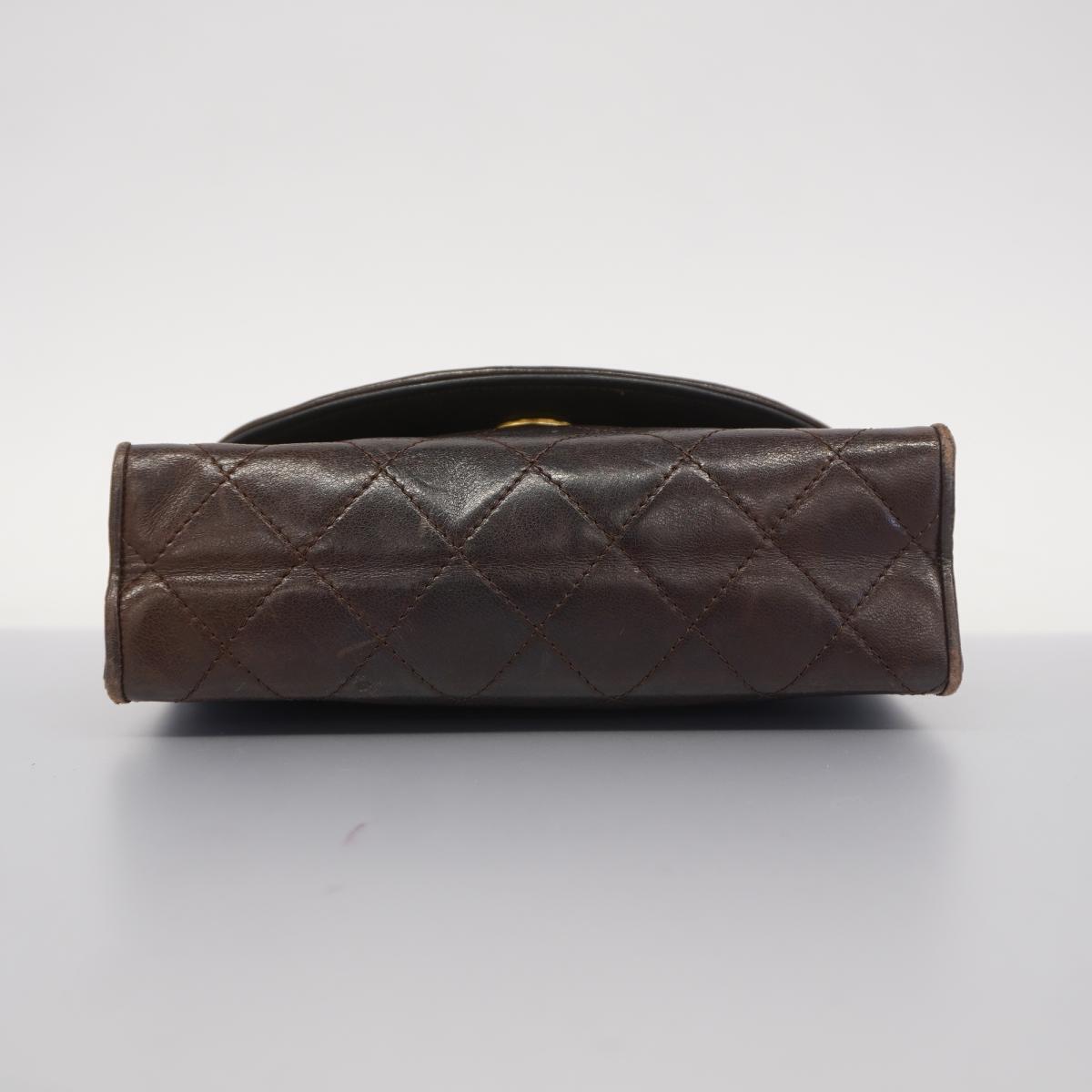 Chanel Matelassé Lambskin Clutch Bag Brown/Gold H… - image 5