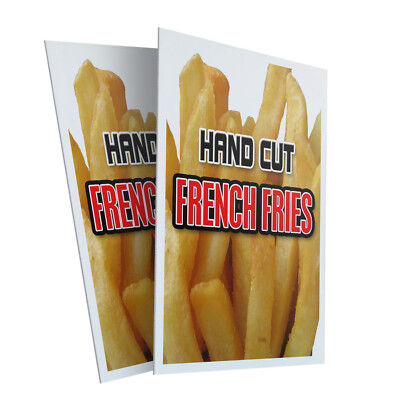 Hand Cut French Fries 24'' x 36'' 2 Pack Of Store Sign Plastic Or Decal
