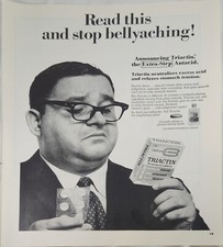 1968 TRIACTIN Antacid Tablets Vintage Ad bellyaching 14x11