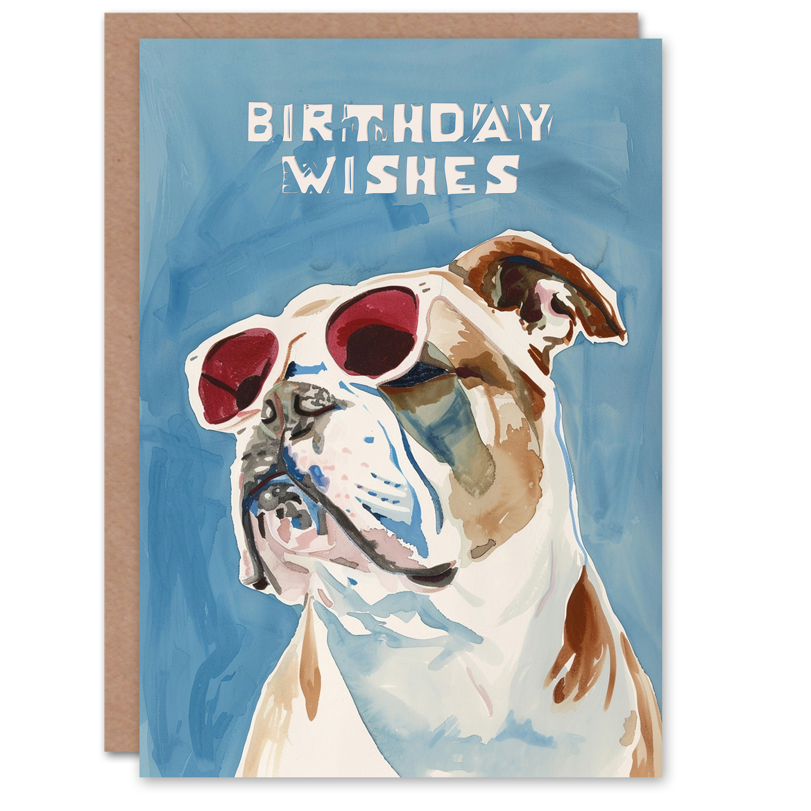 Cool English Bulldog With Sunglasses Dog Lover Birthday Card