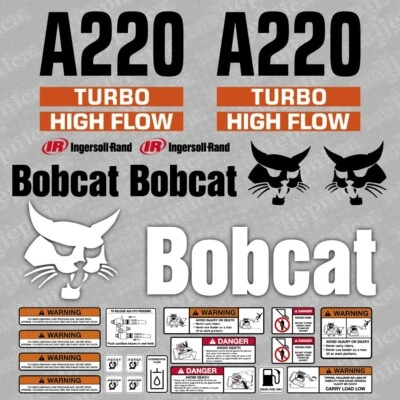 Bobcat A220 Turbo High Flow Lader Aftermarket Aufkleber / Ersatzaufkleber Set - Bild 1 von 3