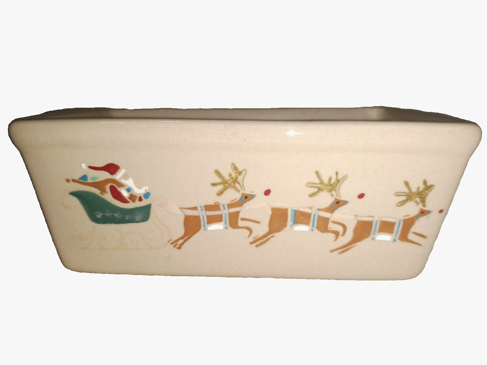 Nantucket Christmas Baking Dish Mini Loaf Bread Casserole Ovenware Ceramic A35 eBay