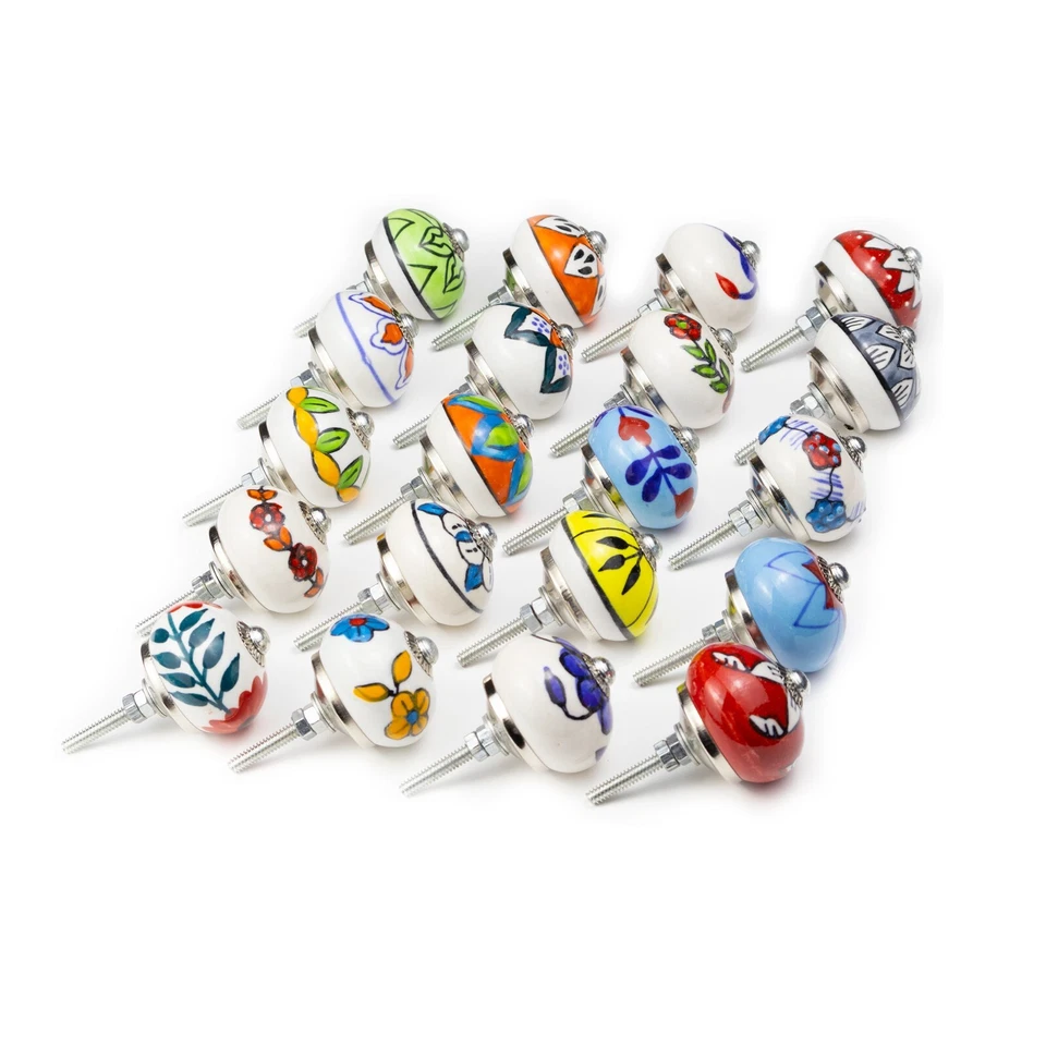 ⭐ 20 x Round Multicoloured Mix Ceramic Knobs Door Handle Cabinet Drawer Cupboard - Image 3 of 4