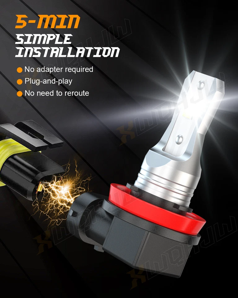 XWQHJW H11 LED Headlight Kit Low Beam Bulbs Super Bright 10000LM 6000K White A+ - Image 3 of 4