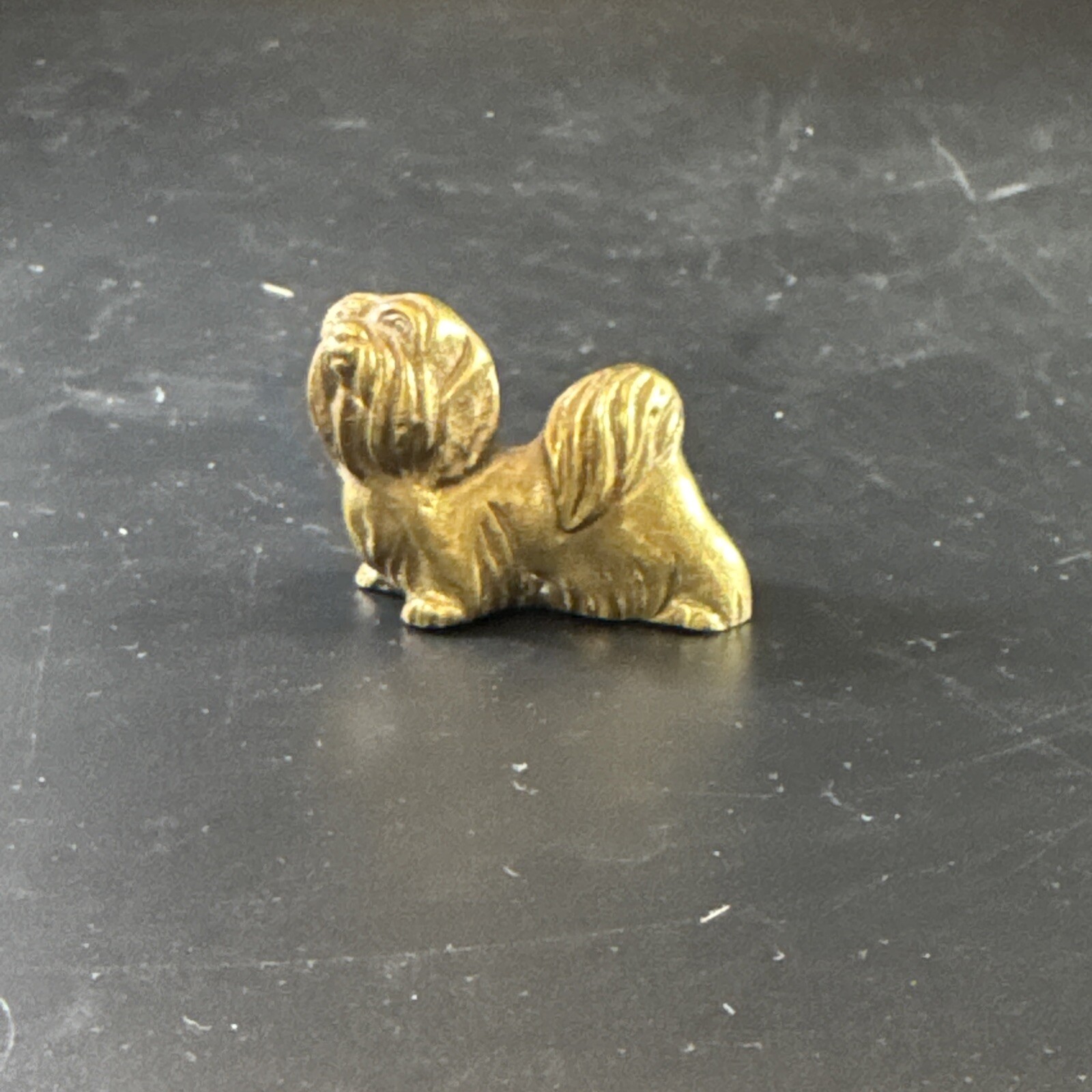 Lhasa Apso Tabletop Figurine Brass Dog Animal Statue Small Sculpture Home Decor
