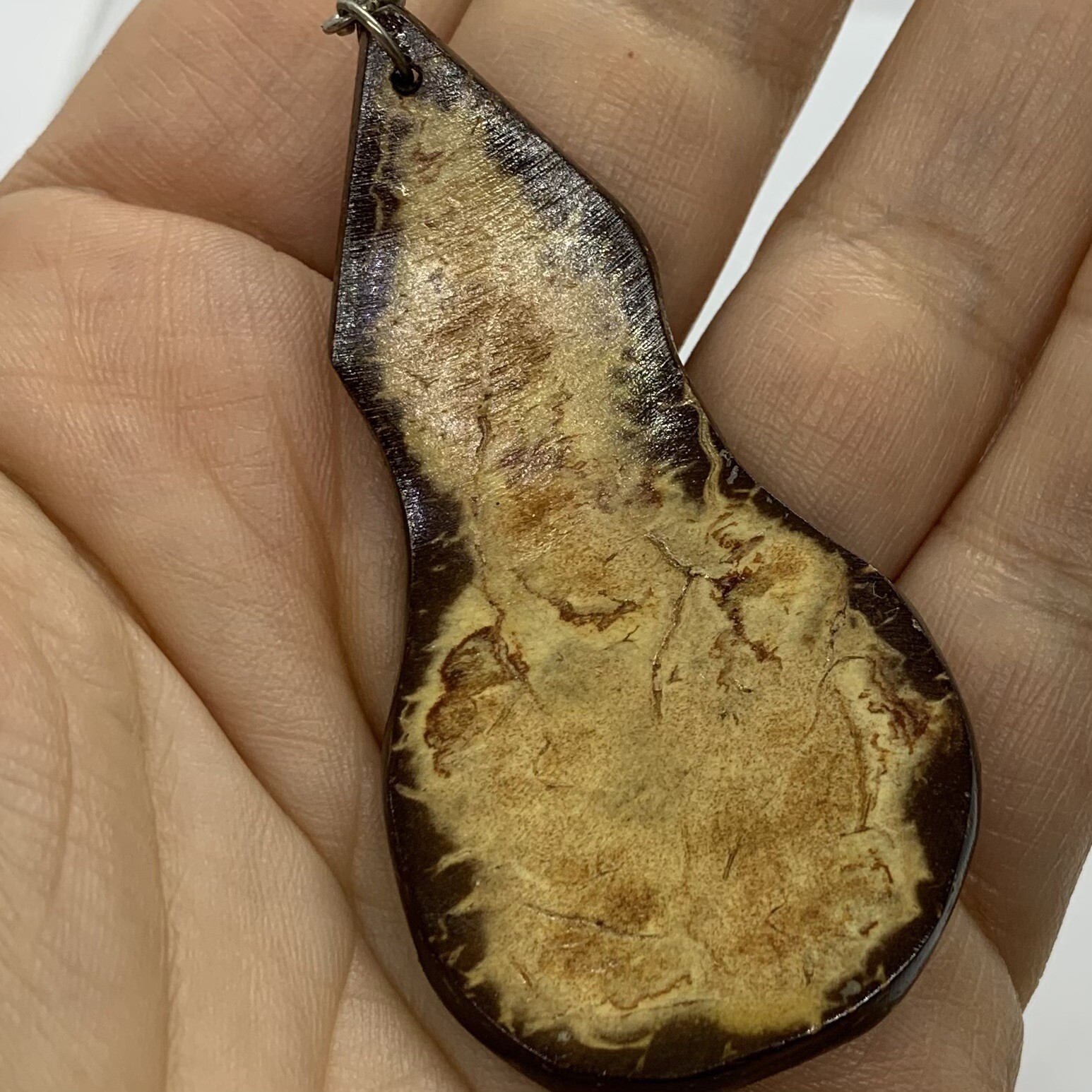 VTG BOHO COCONUT SHELL COIR STATEMENT EARRINGS LA… - image 6