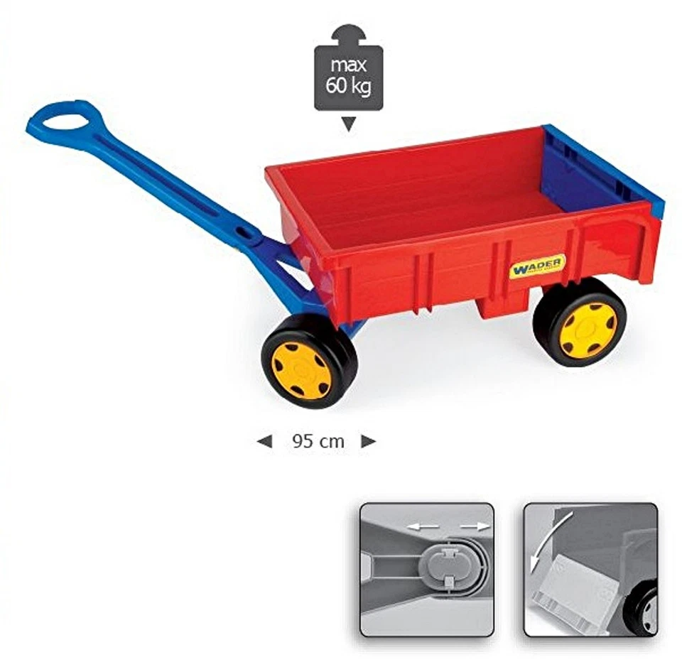 Handwagen Traktor Hänger Wader Anhänger für Gigant Truck Kinder Spielzeug rot - Bild 2 von 3