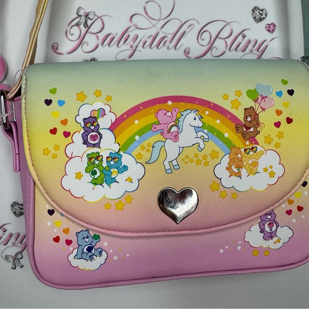 Loungefly Care Bears bag cross body pastel rainbow teddy bears hearts ombré image 8