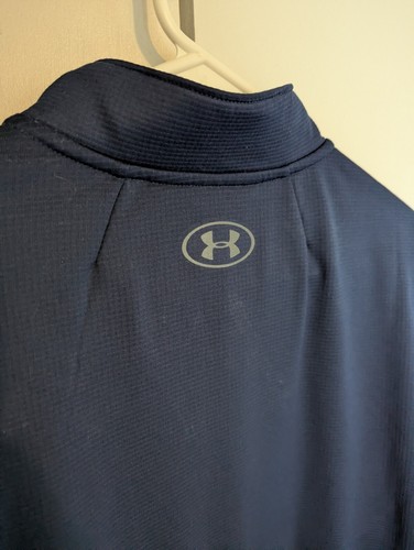 Under Armour Cold Gear Reactor 1/4 Zip Jacket Mens Size L Navy Blue Pullover - Picture 15 of 15