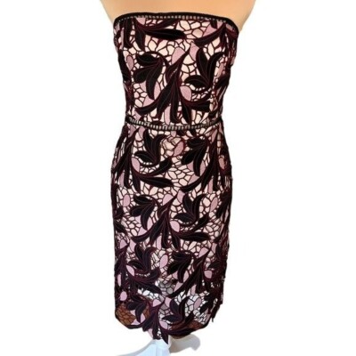 Lulus Women's Dress Size Medium Jana Pink and Black Crochet Lace Strapless  Party | eBay