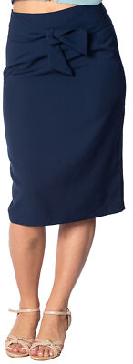 Banned »TROPICAL DAY« PLAIN 50s BOW High Waist PENCIL Bleistiftrock Rockabilly