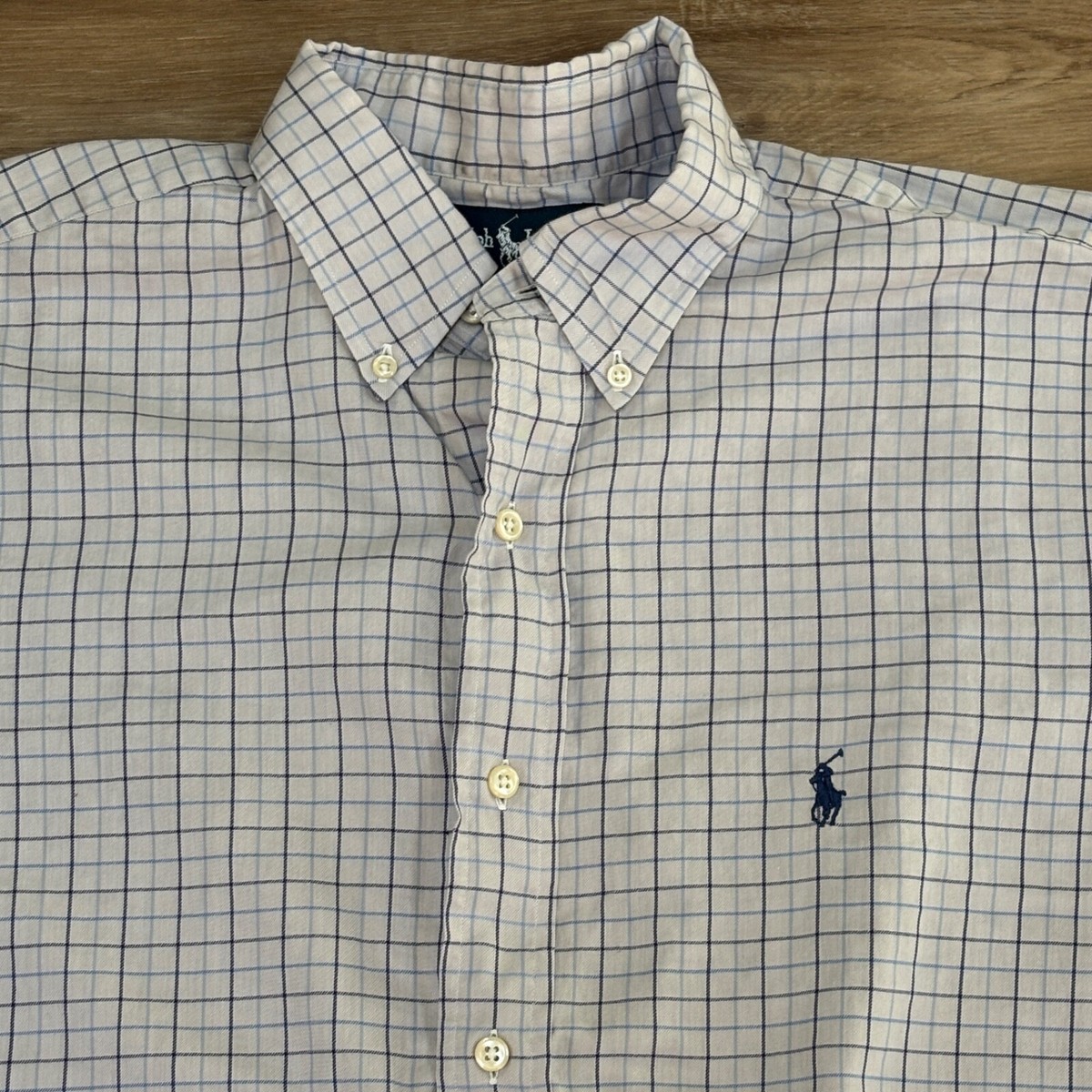 Ralph Lauren YARMOUTHコットンフランネル チェックシャツ Ralph Lauren Shirt Mens 16.5 34-35 Yarmouth Button Down Gray Blue