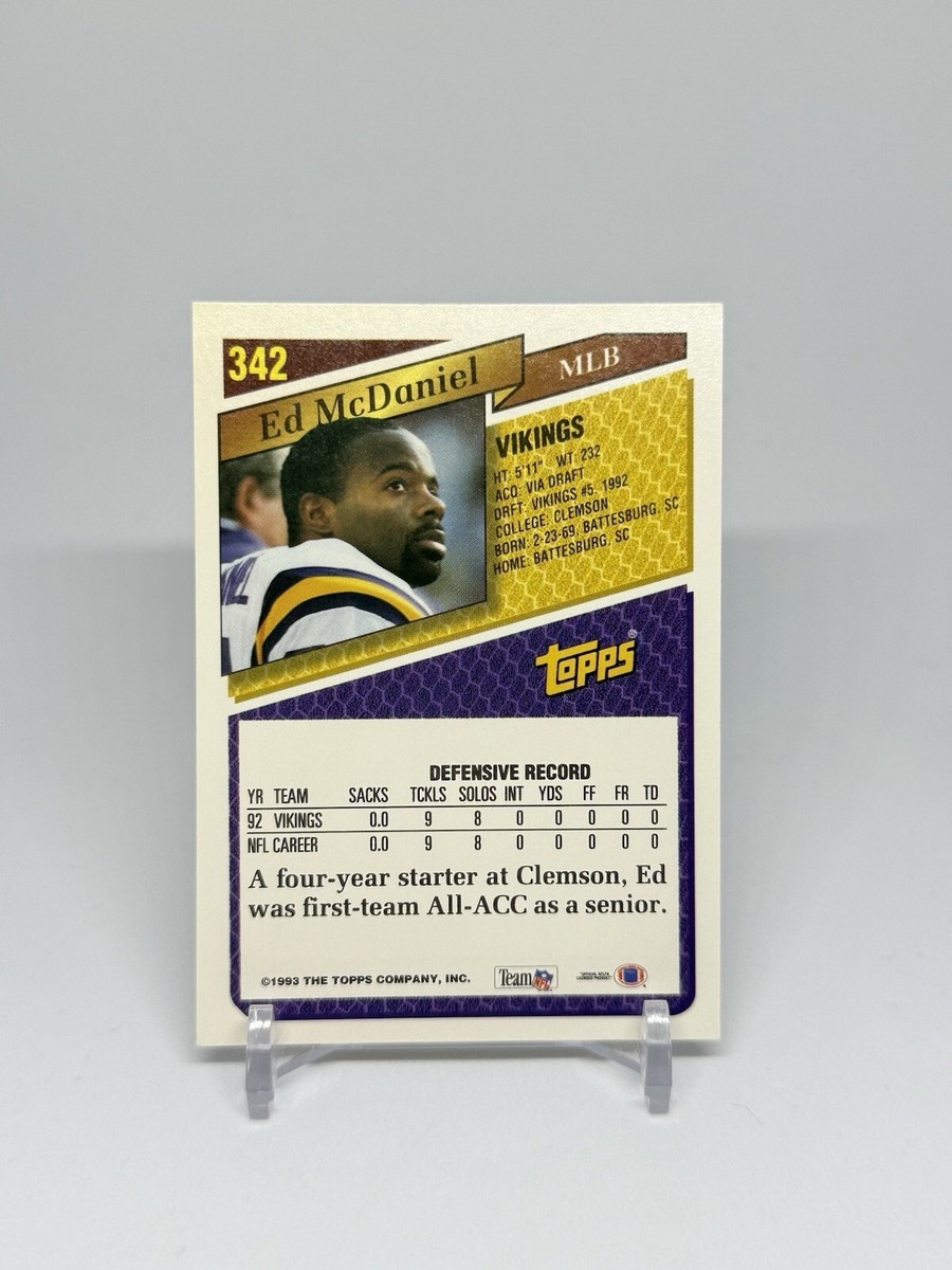 1993 Topps Gold Football Ed McDaniel #342 Minnesota Vikings | eBay