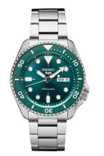 New Seiko 5 Automatic Sports Green Dial Steel Bracelet Men's Watch SRPD61