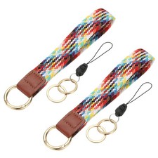 Keychain Wristlet, 2 Pcs Cute Keychain Woven Wrist Lanyard, Colorful