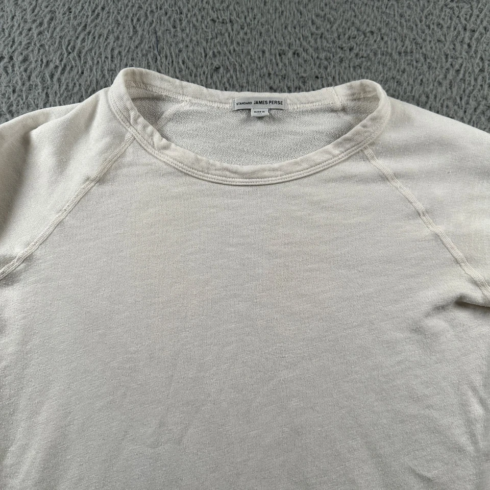 James Perse Sweatshirt Womens 1 Crewneck Lightweight Ivory Made in USA - Image 2 of 4