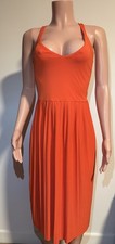 ZARA Orange Strappy Sleeveless Midi Dress V-Neck Solid Size M Regular