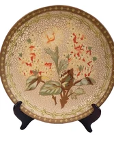 Andrea by Sadek Ivory Crackle Botanical Decorative Plate 10 ½”  #3