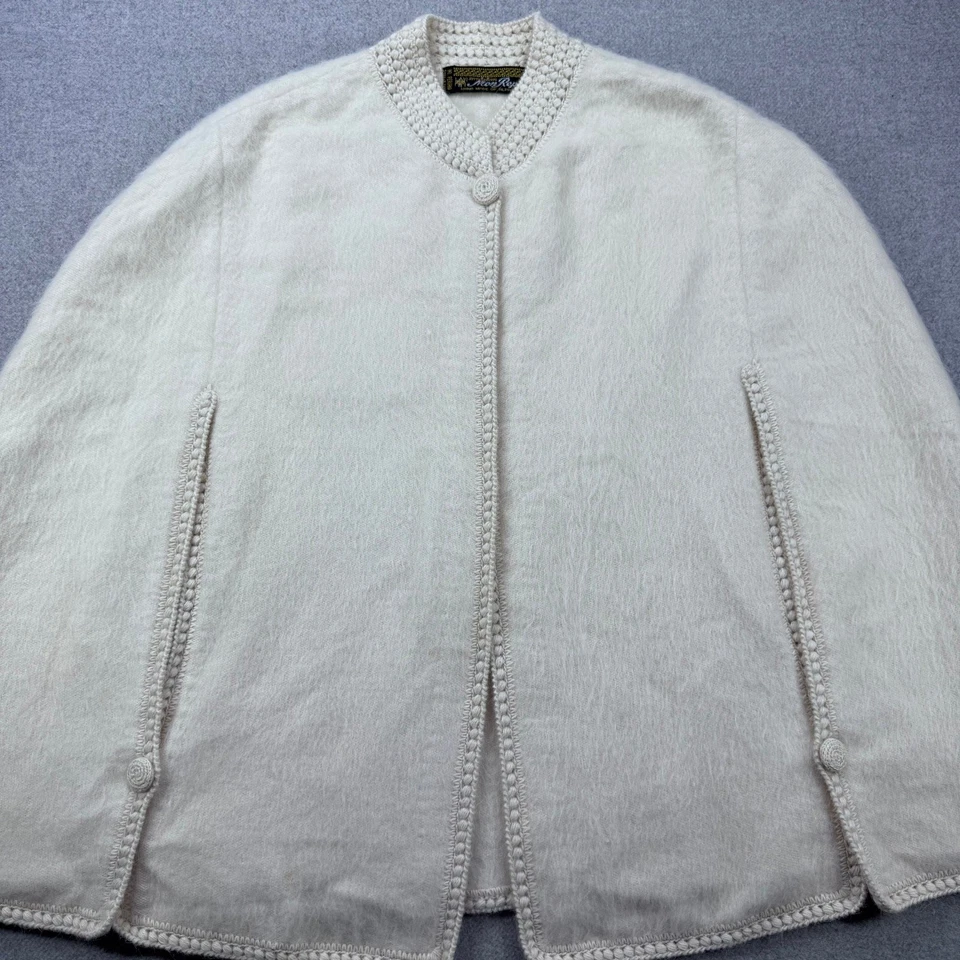 Chaqueta Capa Lana Alpaca Mon Repos Vintage Crema Hecha a Mano en Perú Años 50 60 *DEFECTUOSA Foto 4 de 4